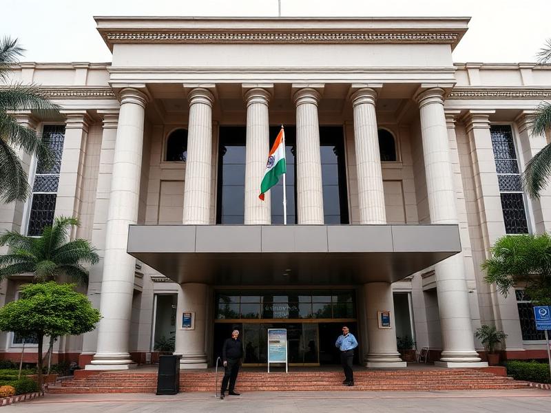 Government building with Indian flag